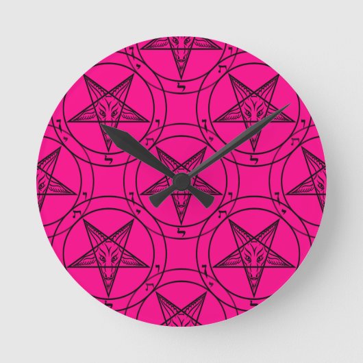 roze baphomet ronde klok (Voorkant)