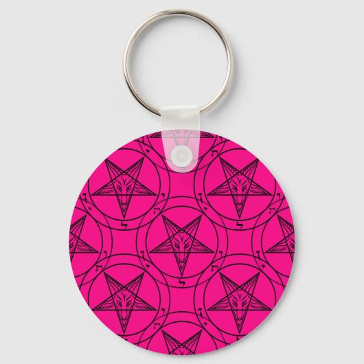 roze baphomet sleutelhanger (Voorkant)