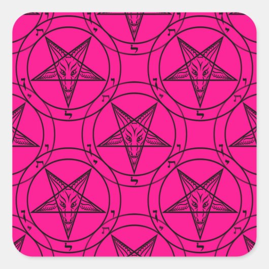 roze baphomet vierkante sticker (Voorkant)