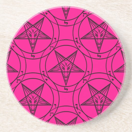 roze baphomet zandsteen onderzetter (Voorkant)