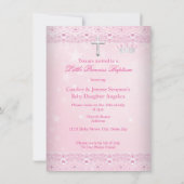 Roze Baptism Baby Foto van Girl Tiara Kaart (Achterkant)