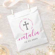 Roze baptisme Christening Naming Cross