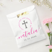 Roze baptisme Christening Naming Cross Bedankzakje (Gezegeld)