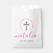Roze baptisme Christening Naming Cross Bedankzakje (Voorkant)