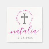 Roze baptisme Christening Naming Cross Servet (Voorkant)