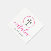 Roze baptisme Christening Naming Cross Servet (Hoek)