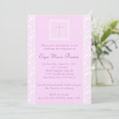Roze baptisme/Christening Uitnodiging (Staand voorkant)
