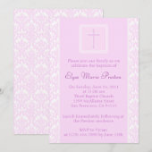 Roze baptisme/Christening Uitnodiging (Voorkant / Achterkant)
