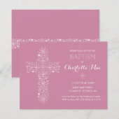 Roze baptisme uitnodiging - 4,25 x 5,5-inch uitnod (Voorkant / Achterkant)