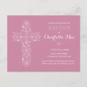 Roze baptisme uitnodiging - 4,25 x 5,5-inch uitnod