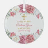 Roze | Baptisme van witte rozendij Glas Ornament (Voorkant)