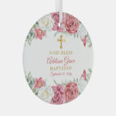 Roze | Baptisme van witte rozendij Glas Ornament (Voorkant Rechts)