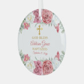 Roze | Baptisme van witte rozendij Glas Ornament (Voorkant links)