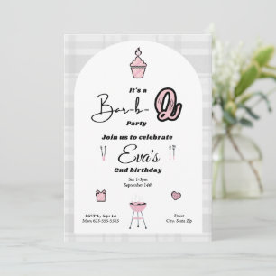 Roze Bar-b-2 verjaardagsuitnodiging Kaart