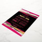 Roze Bar Mitswa uitnodiging met gouden folie (Gedraaid)