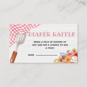 Roze Barbecue Baby Shower Luier Raffle Informatiekaartje