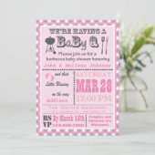 Roze Barbecue BaByQ Baby shower Polka Dot Kaart (Staand voorkant)