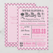 Roze Barbecue BaByQ Baby shower Polka Dot Kaart (Voorkant / Achterkant)