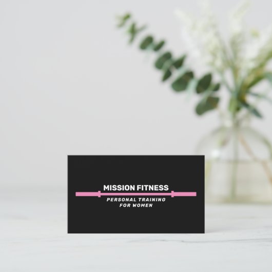 Roze Barbell Fitness Personal Trainer Business B Visitekaartje (Staand voorkant)