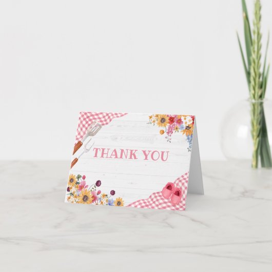 Roze Barbeque Baby Shower Bedankkaart (Voorkant)