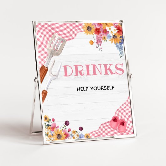 Roze Barbeque Baby Shower Drankenbord Poster