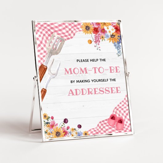 Roze Barbeque Baby Shower Envelopestation Bord Poster
