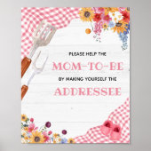 Roze Barbeque Baby Shower Envelopestation Bord Poster (Voorkant)