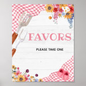 Roze Barbeque Baby Shower Favorbord Poster (Voorkant)