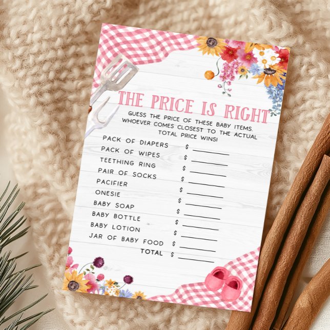 Roze Barbeque Shower The Price Is Right Spel (Girl Baby-Q Baby Shower The Price Is Right Game)