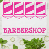 Roze Barber Poles Theedoek (Gevouwen)