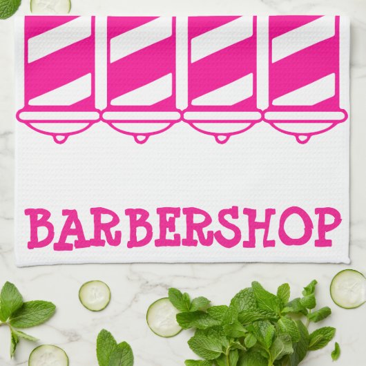 Roze Barber Poles Theedoek (Gevouwen)