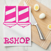 Roze Barber Poles Theedoek (Quarter Fold)