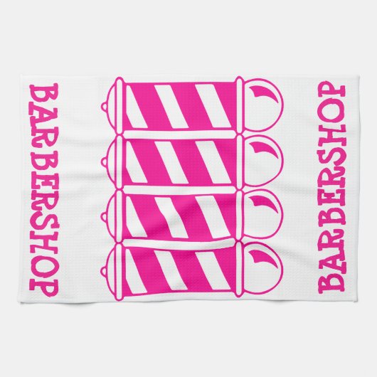 Roze Barber Poles Theedoek (Horizontaal)