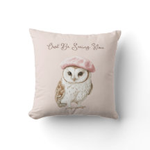 Roze Baret Bruine Witte Uil Tot ziens