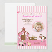 Roze Barn Animal Boerderij FOTO Birthday Kaart (Voorkant / Achterkant)