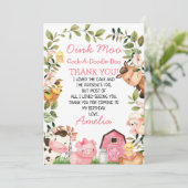 Roze Barn Boerderij Foliage Birthday Hartelijk dan Kaart (Staand voorkant)