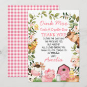 Roze Barn Boerderij Foliage Birthday Hartelijk dan Kaart (Voorkant / Achterkant)