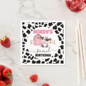 Roze Barn-Koe Druk 2e verjaardag papieren servet a (Insitu)