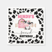 Roze Barn-Koe Druk 2e verjaardag papieren servet a (Voorkant)