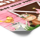 Roze Barn Oink Baa Moo Farm Animals Birthday Party Poster (Hoek)