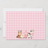 Roze Barn Oink Baa Moo Farm Animals Foto Birthday Kaart (Achterkant)