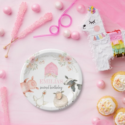 Roze Barnyard Verjaardag Bord (Feest)