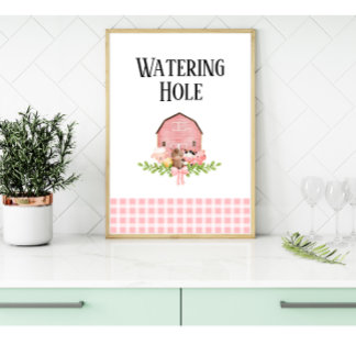 Roze Barnyard Verjaardag Drink Station Poster