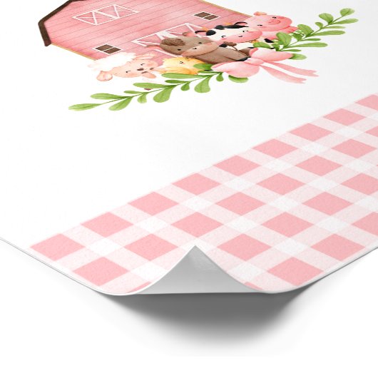 Roze Barnyard Verjaardag Drink Station Poster (Hoek)