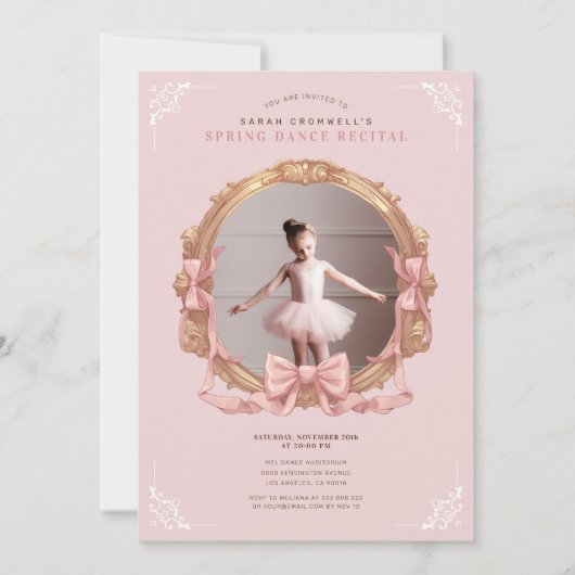 Roze Barok Lijst Kinder Ballet Dans Overweging Kaart (Voorkant)