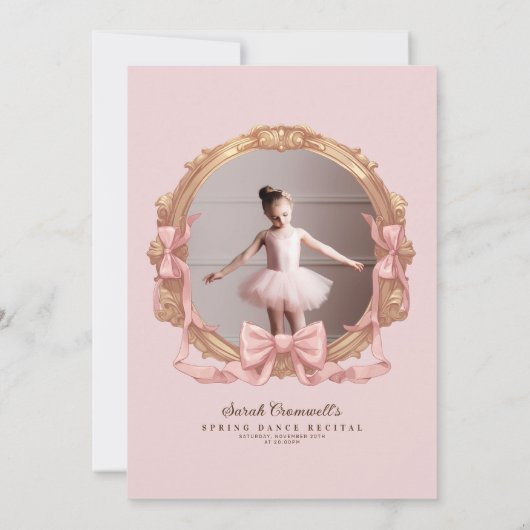 Roze Barok Lijst Kinder Ballet Dans Overweging Kaart (Achterkant)