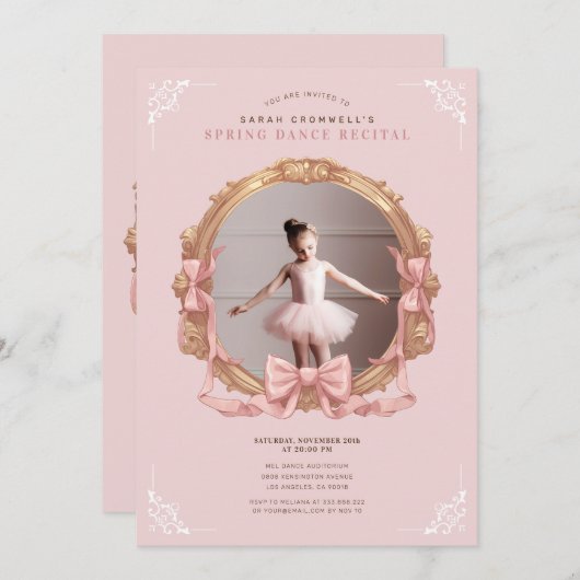 Roze Barok Lijst Kinder Ballet Dans Overweging Kaart (Voorkant / Achterkant)