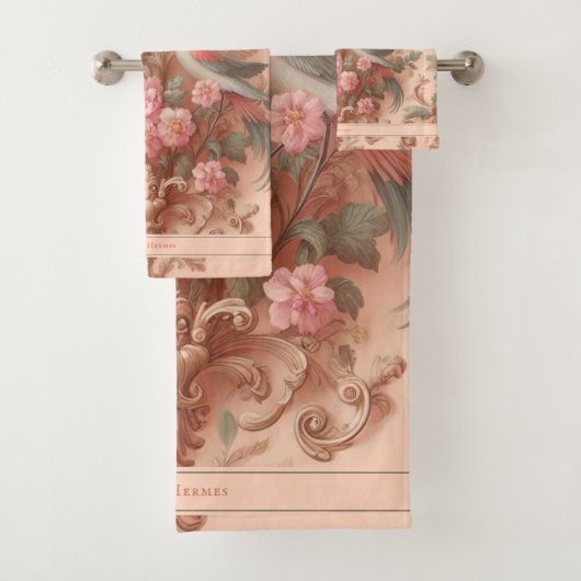 Roze Barok Rococo Bloem Morris Bad Handdoek (Insitu)