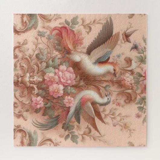 Roze Barok Rococo Bloem Morris Legpuzzel (Horizontaal)