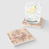 Roze Barok Rococo Bloem Morris Stenen Onderzetter (Zijkant)